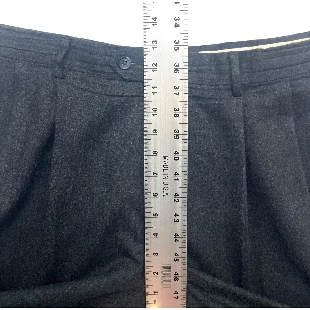 vtg Geoffrey Beene 34x32 Charcoal Flannel Wool Pants Trousers Pleated High Waist